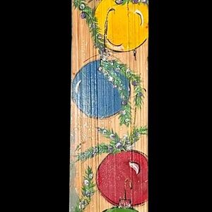 Hand Painted 2 Sided Sign are pumpkins fall. The other side is Christmas Bulbs